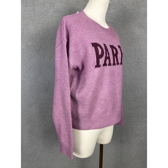 Hooked up by Iot Juniors' "It Girl" Paris Crewneck Sweater Purple Size Small NWT - Picture 3 of 8